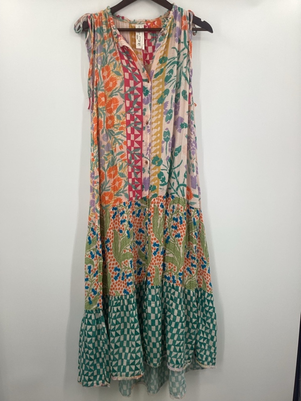 Anthropologie Ellen Merchant Multicolor Floral Patchwork Dress - Picture 2 of 13